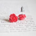 Red Rose Stud Earrings, Nic..