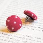 Red Polka Dot Button Earrin..