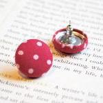 Red Polka Dot Button Earrin..